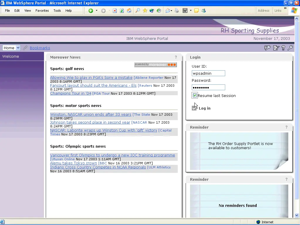 IBM Demo WebSphere Portal WebServices