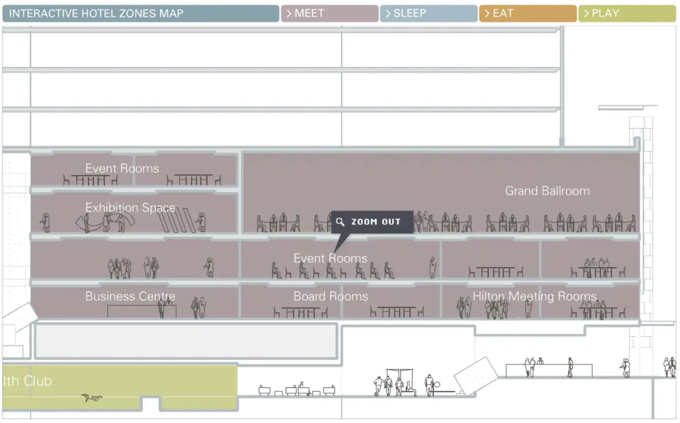 Sydney Hilton Hotel - Interactive Hotel Zones Map