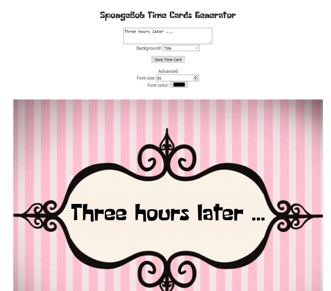 SpongeBob Time Cards Generator