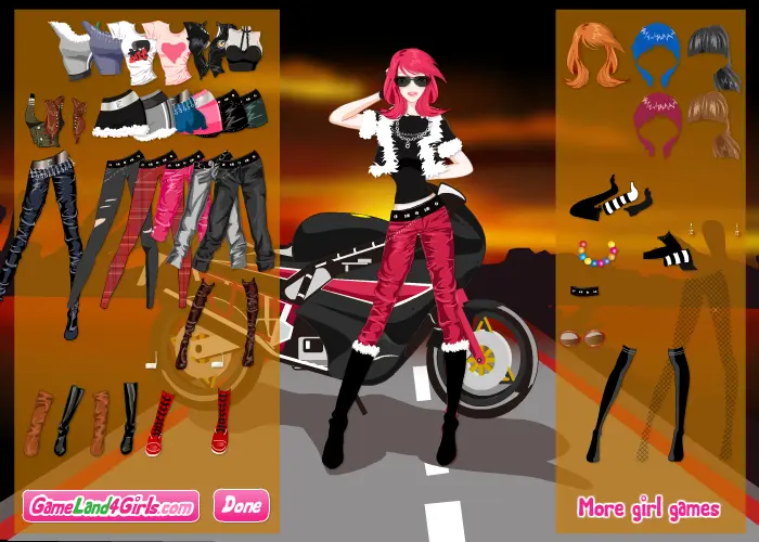Sunset Biker Dress Up