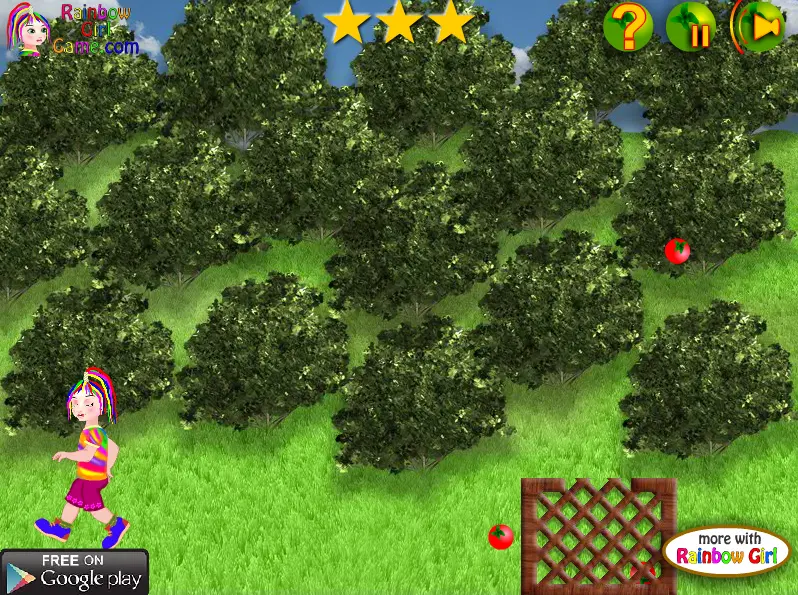 Rainbow Girl Collecting Fruits