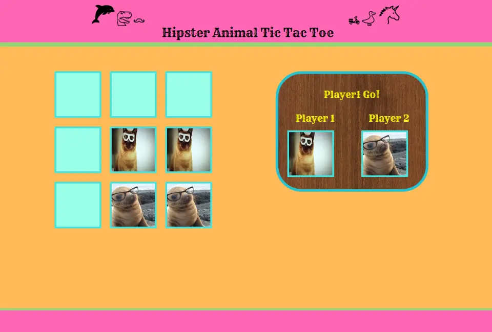Hipster Animal Tic Tac Toe