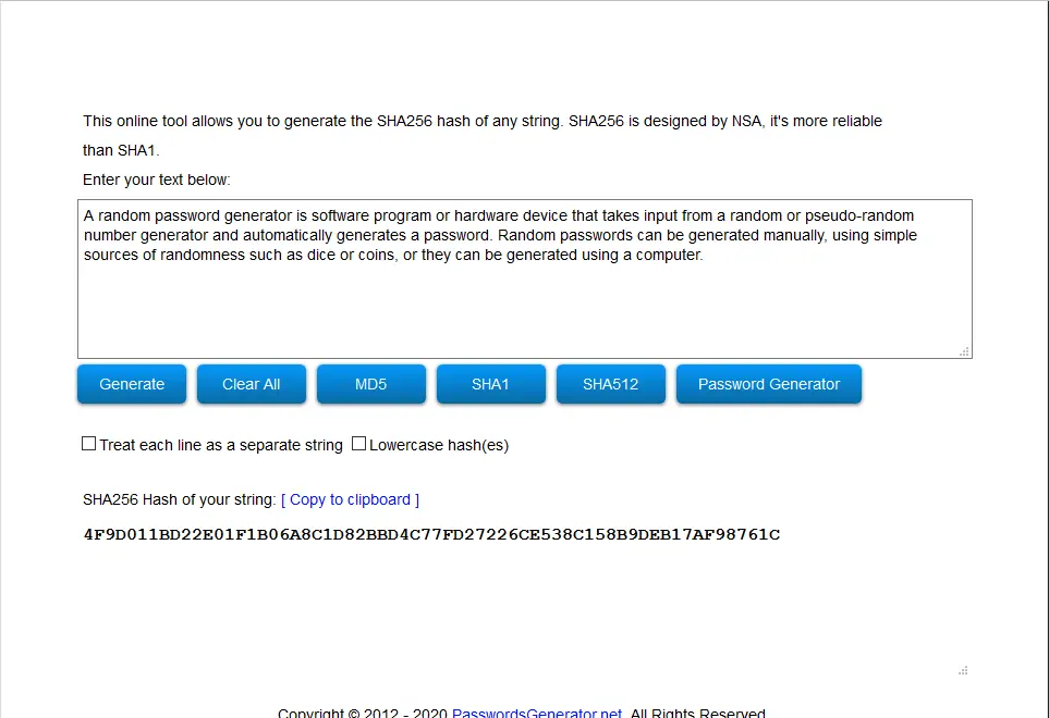 SHA256 Hash Generator
