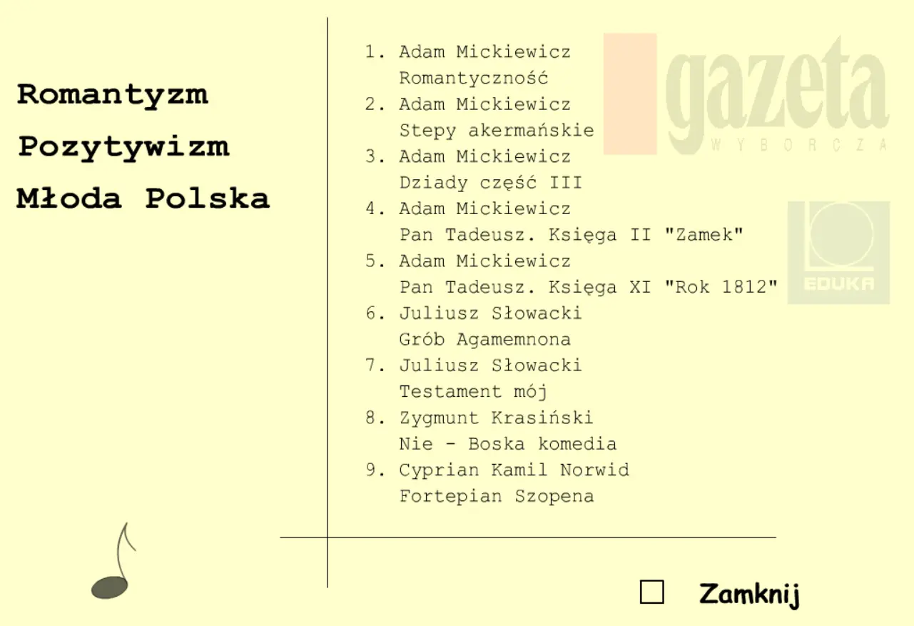 Opracowania lektur - Liceum