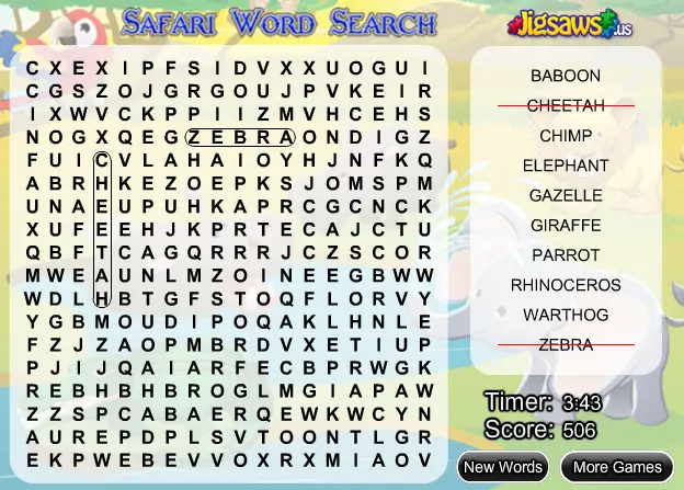 Safari Word Search
