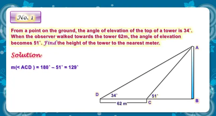 Supplementary Exercise on Angles of elevation and depression.