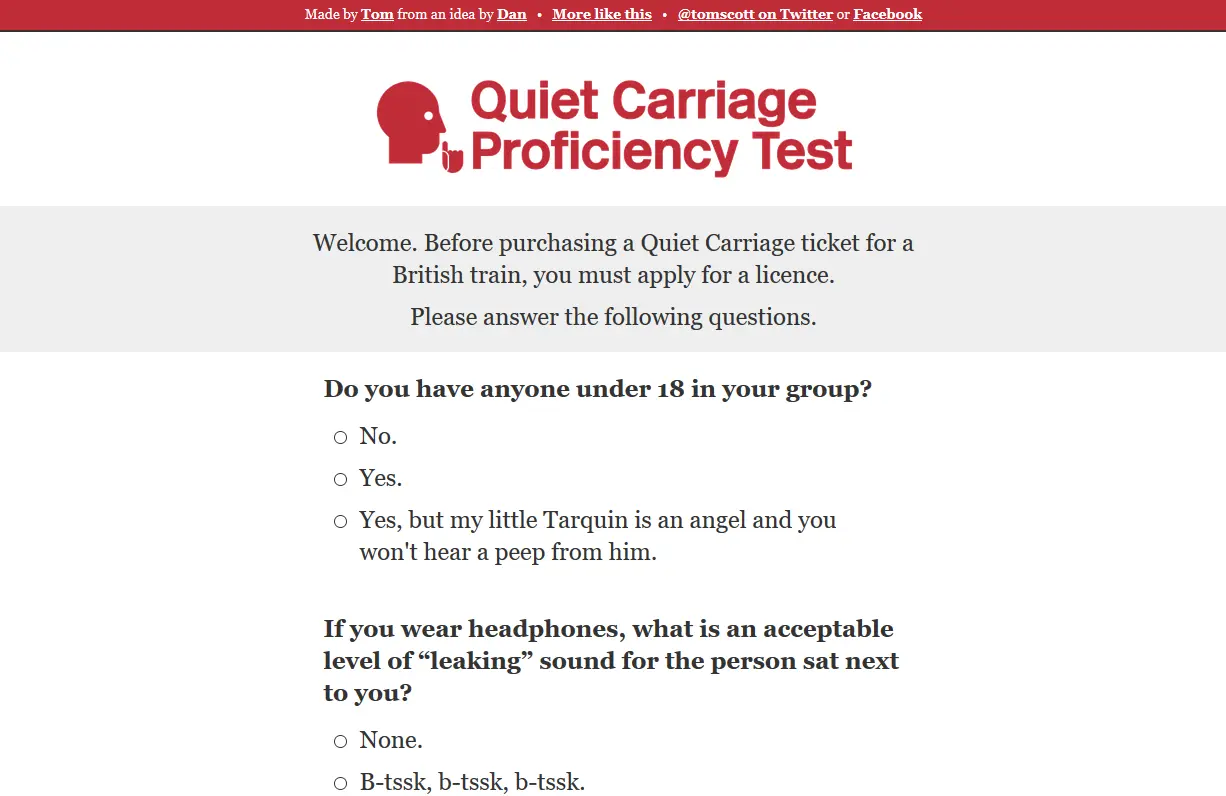 Quiet Carriage Proficiency Test