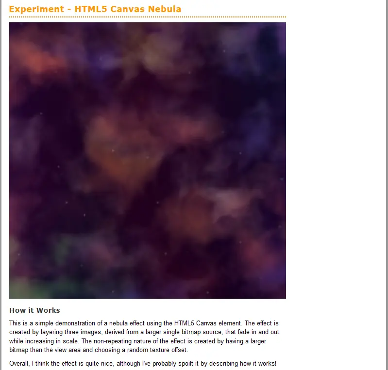Experiment - HTML5 Canvas Nebula