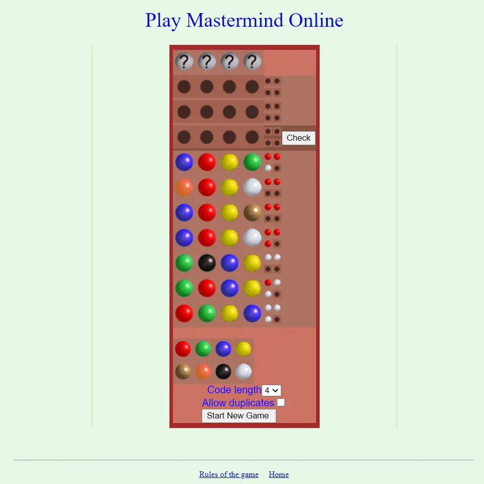 Play Mastermind Online