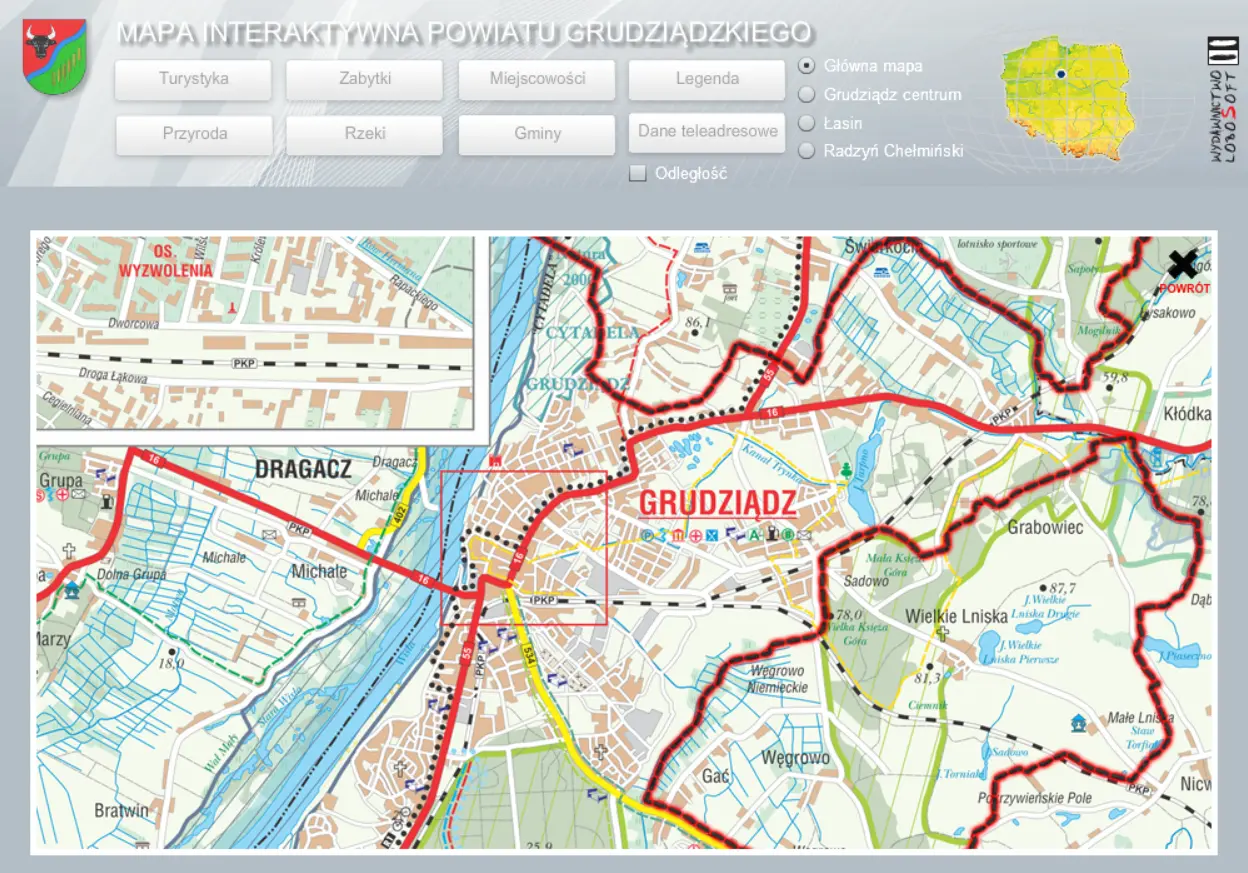 Mapa interaktywna powiatu grudziądzkiego