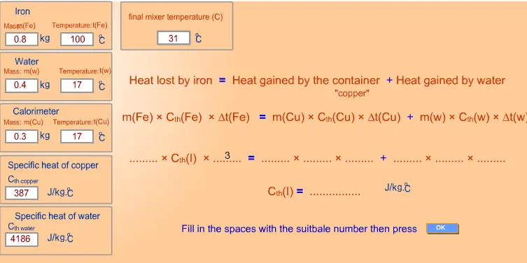 recognize the specific heat of iron