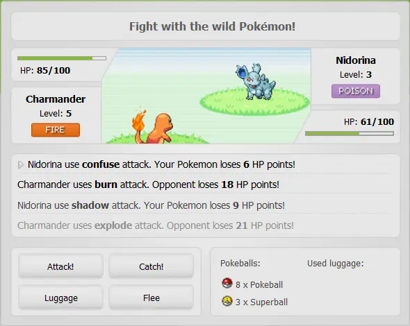 Javascript Pokemon Game