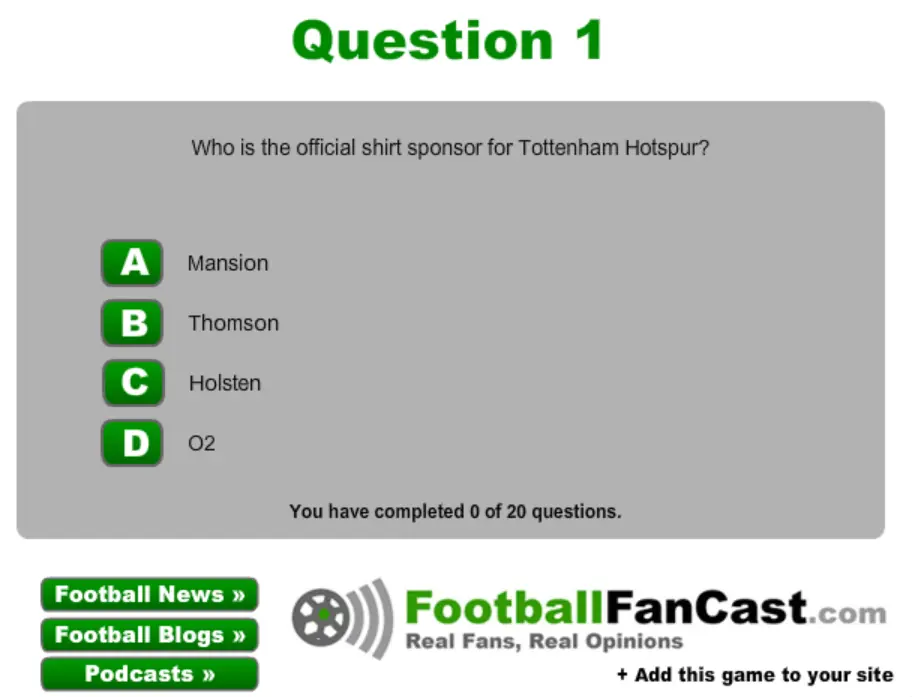 Premiership Football Quiz