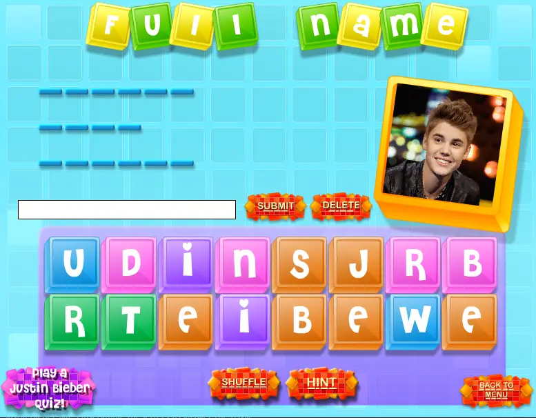 Justin Bieber Trivia Scramble 