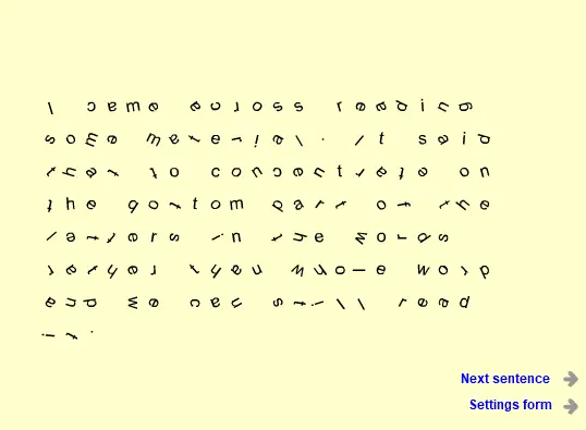 Rotation text letters speed reading