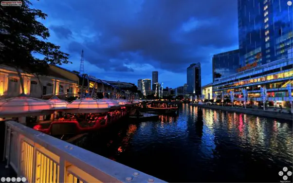 Clarke Quay at Night Virtual Reality Image