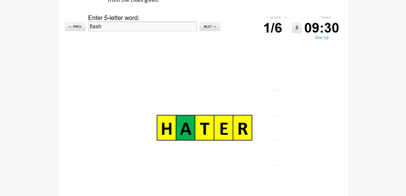 Find the unique 5-letter common English words that would get the following scores in Wordle from the clue or clues provided.