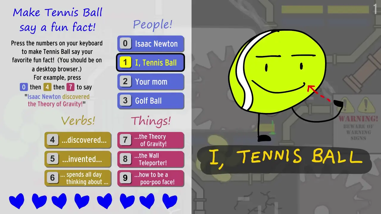 TENNIS BALL SAYS FUN FACTS