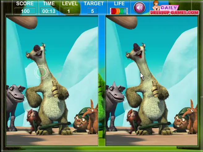 Ice Age The Meltdown: Spot The Difference