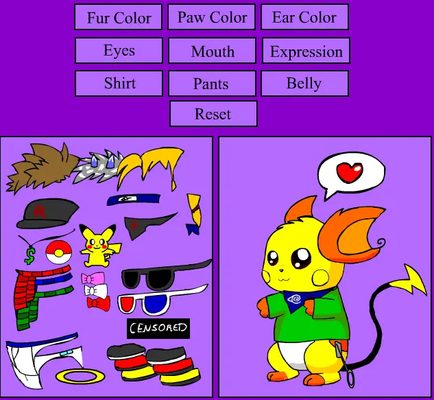 Raichu Dressup v2.0
