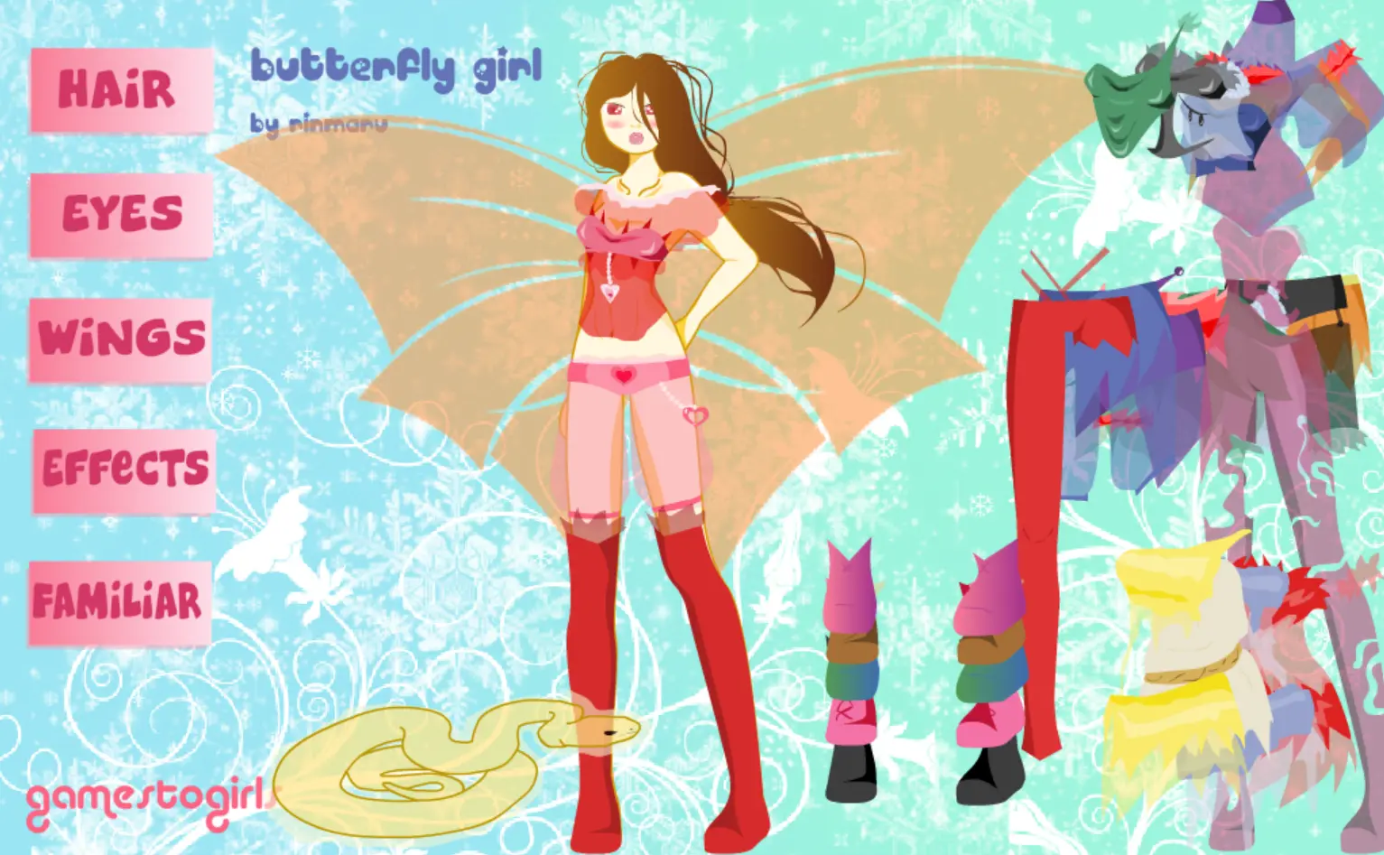 Butterfly girl dress up doll