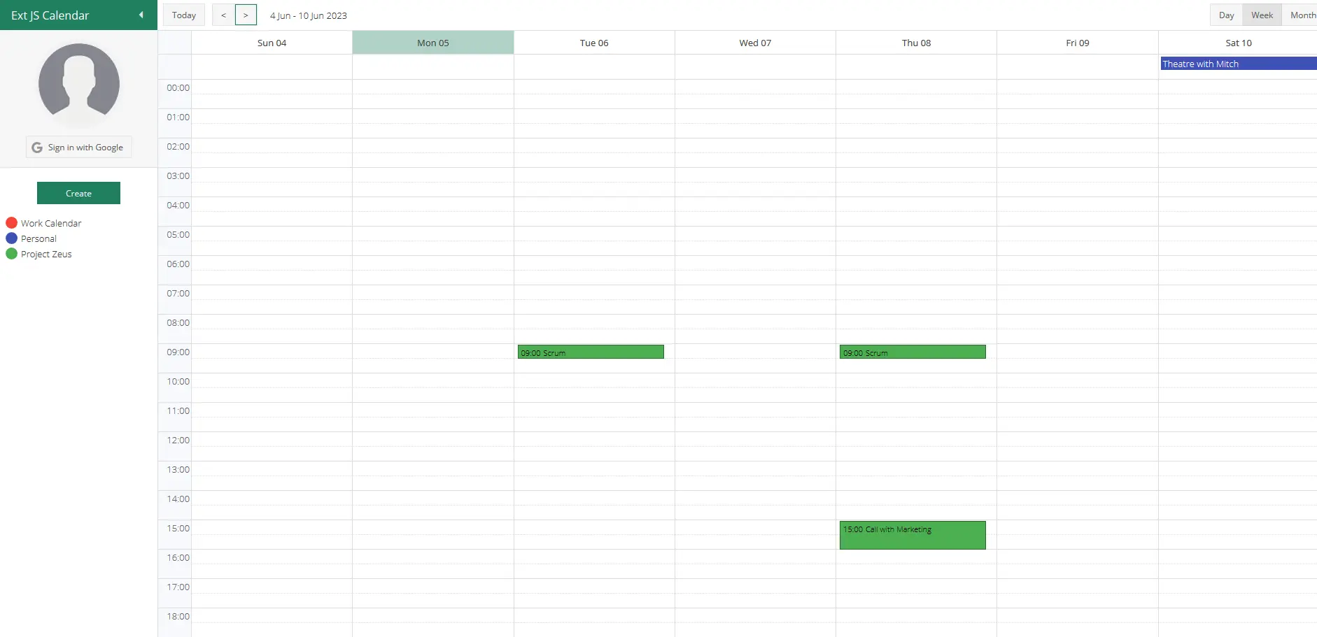 Ext JS Calendar
